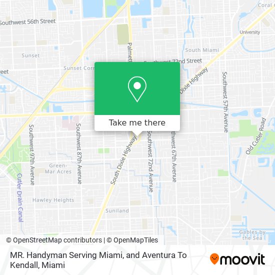 MR. Handyman Serving Miami, and Aventura To Kendall map