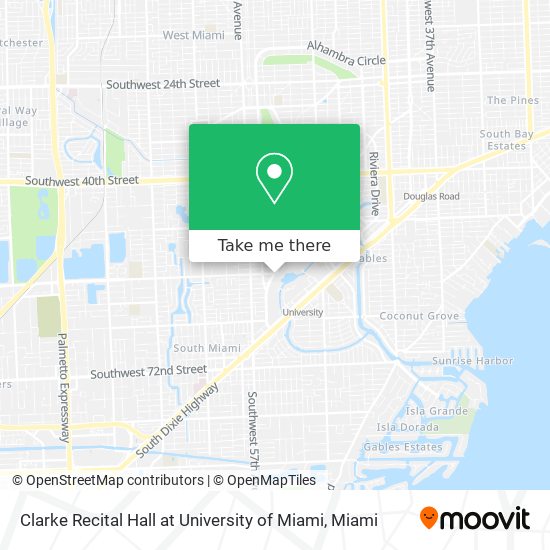 Clarke Recital Hall at University of Miami map