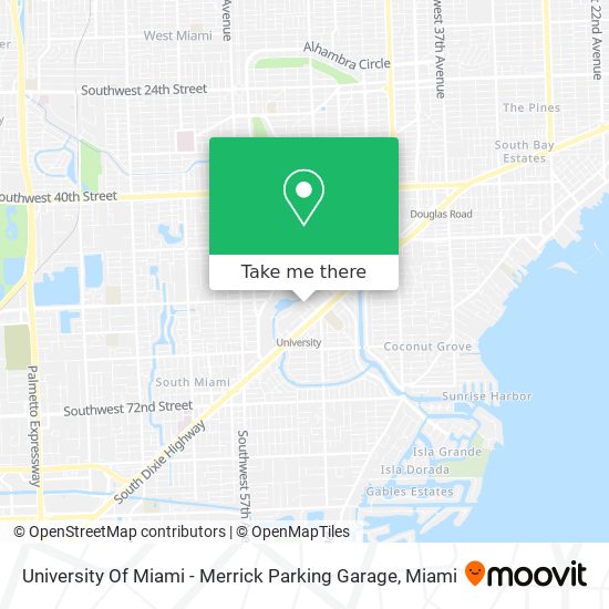 University Of Miami - Merrick Parking Garage map