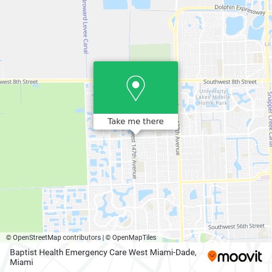 Mapa de Baptist Health Emergency Care West Miami-Dade
