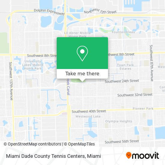 Mapa de Miami Dade County Tennis Centers