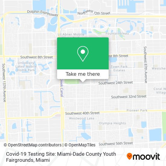 Mapa de Covid-19 Testing Site: Miami-Dade County Youth Fairgrounds