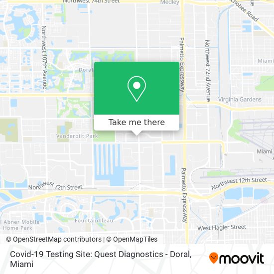 Covid-19 Testing Site: Quest Diagnostics - Doral map
