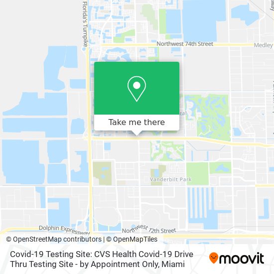 Mapa de Covid-19 Testing Site: CVS Health Covid-19 Drive Thru Testing Site - by Appointment Only