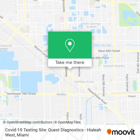 Covid-19 Testing Site: Quest Diagnostics - Hialeah West map