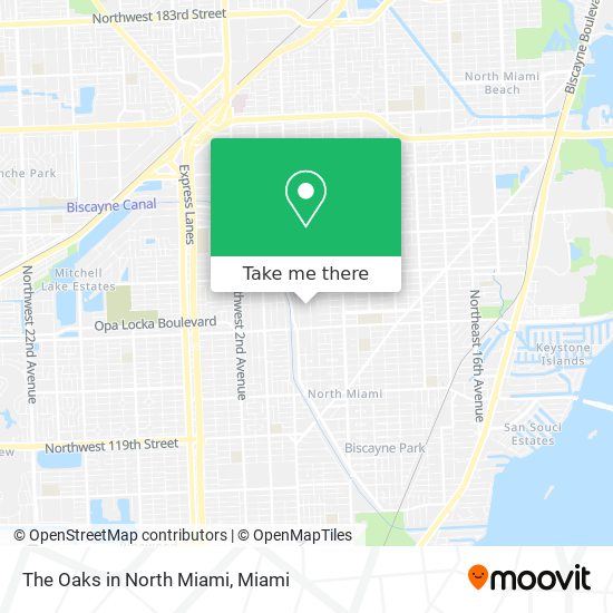 The Oaks in North Miami map