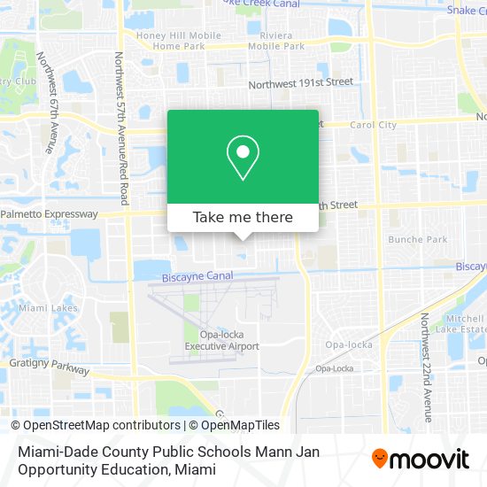 Mapa de Miami-Dade County Public Schools Mann Jan Opportunity Education