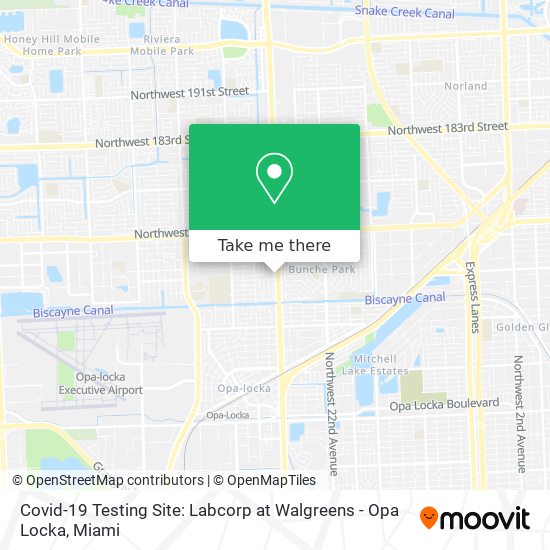 Mapa de Covid-19 Testing Site: Labcorp at Walgreens - Opa Locka