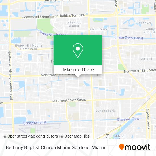 Bethany Baptist Church Miami Gardens map