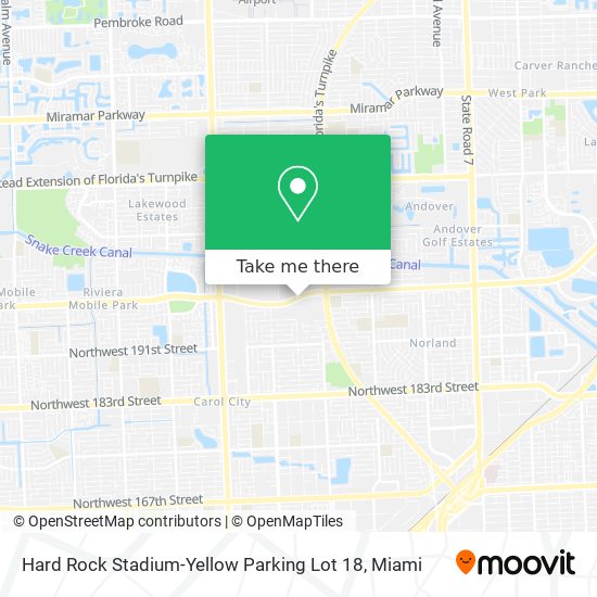 Hard Rock Stadium-Yellow Parking Lot 18 map