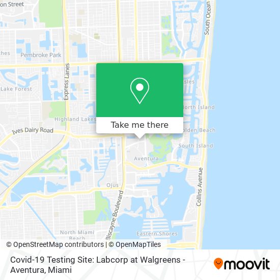 Mapa de Covid-19 Testing Site: Labcorp at Walgreens - Aventura