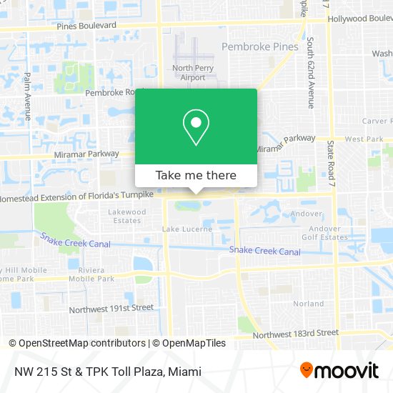 NW 215 St & TPK Toll Plaza map