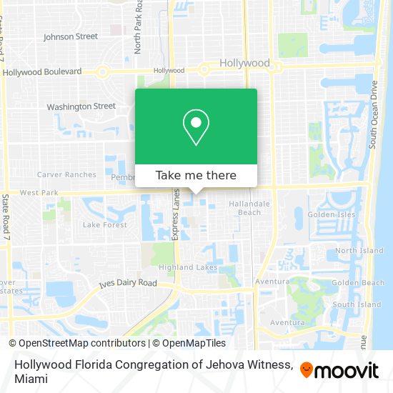 Hollywood Florida Congregation of Jehova Witness map