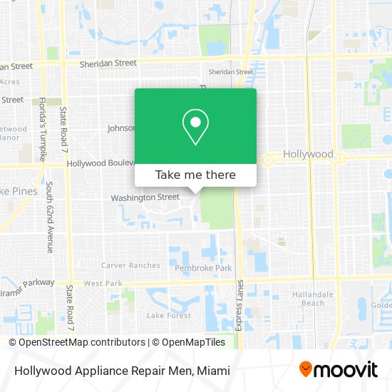 Hollywood Appliance Repair Men map