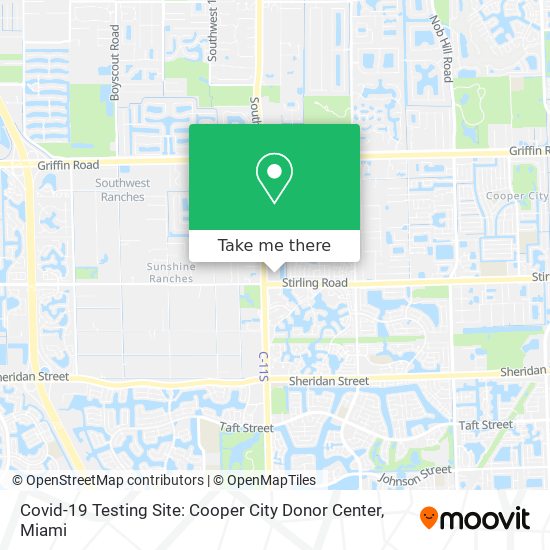 Mapa de Covid-19 Testing Site: Cooper City Donor Center