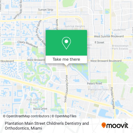 Plantation Main Street Children's Dentistry and Orthodontics map