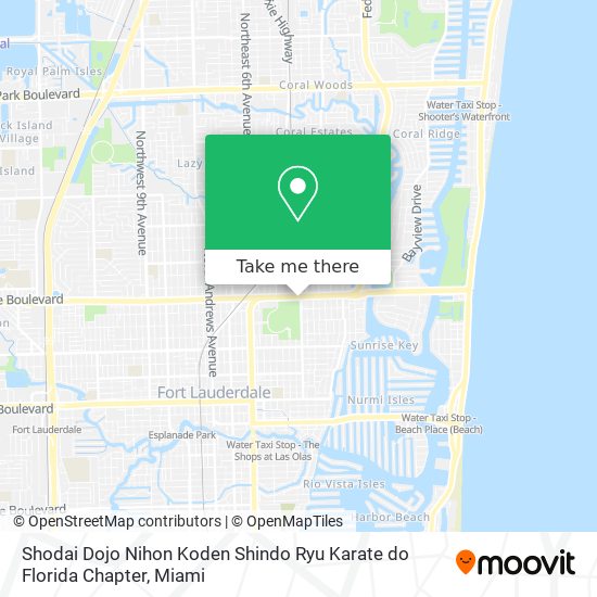 Mapa de Shodai Dojo Nihon Koden Shindo Ryu Karate do Florida Chapter