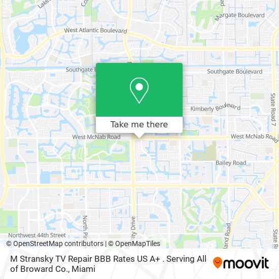 M Stransky TV Repair BBB Rates US A+ . Serving All of Broward Co. map