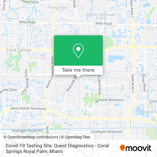 Covid-19 Testing Site: Quest Diagnostics - Coral Springs Royal Palm map