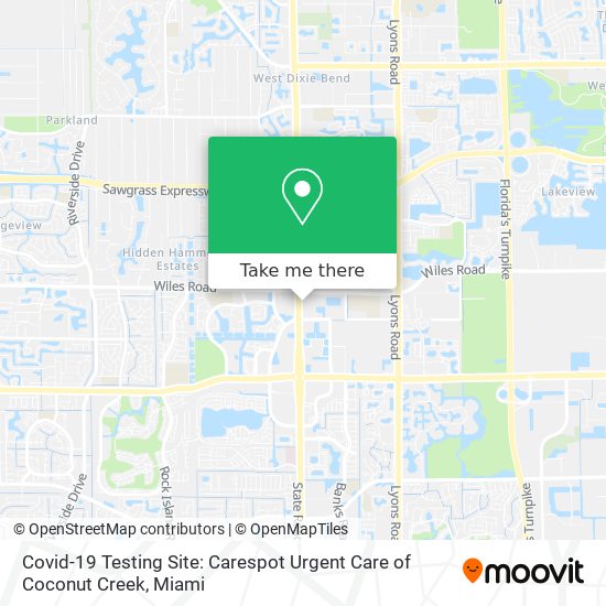 Mapa de Covid-19 Testing Site: Carespot Urgent Care of Coconut Creek