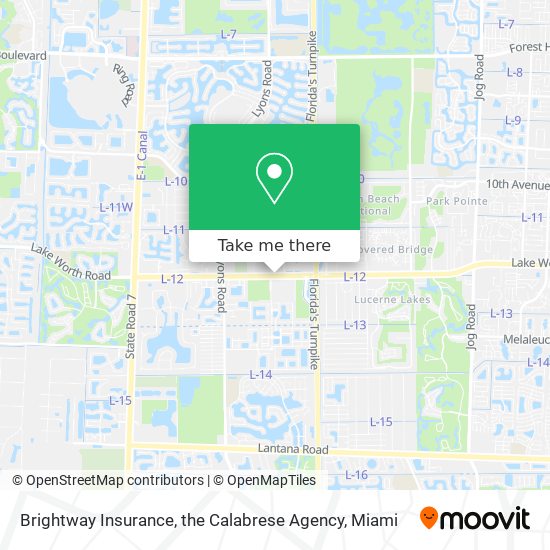 Brightway Insurance, the Calabrese Agency map