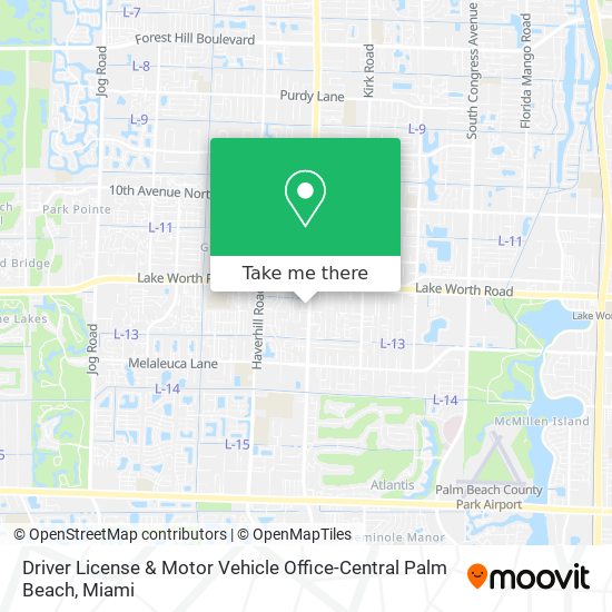 Driver License & Motor Vehicle Office-Central Palm Beach map