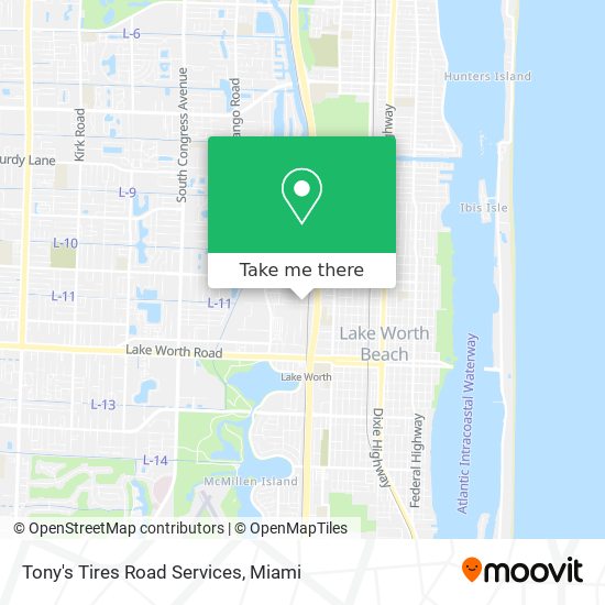 Tony's Tires Road Services map