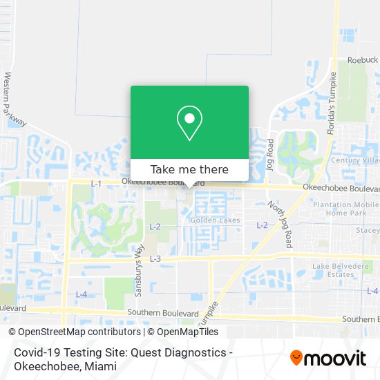 Mapa de Covid-19 Testing Site: Quest Diagnostics - Okeechobee