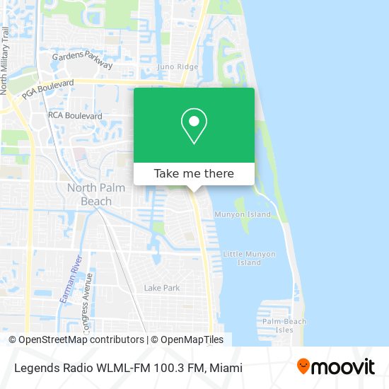 Mapa de Legends Radio WLML-FM 100.3 FM