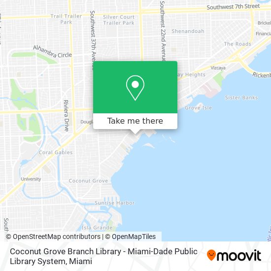 Mapa de Coconut Grove Branch Library - Miami-Dade Public Library System