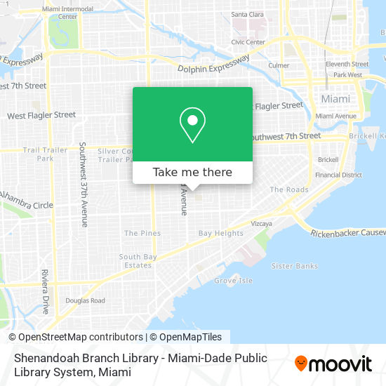 Mapa de Shenandoah Branch Library - Miami-Dade Public Library System