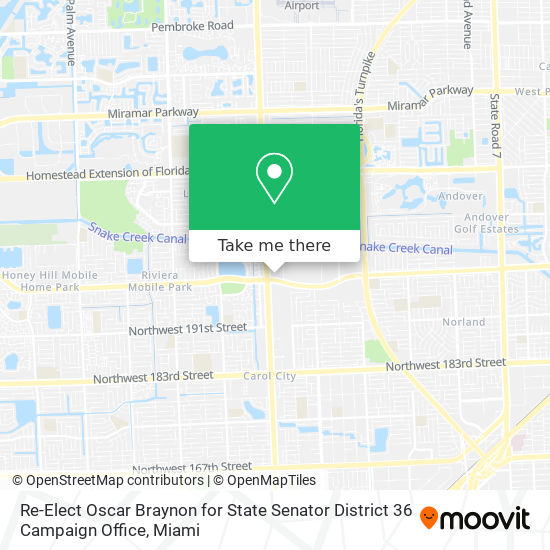 Re-Elect Oscar Braynon for State Senator District 36 Campaign Office map