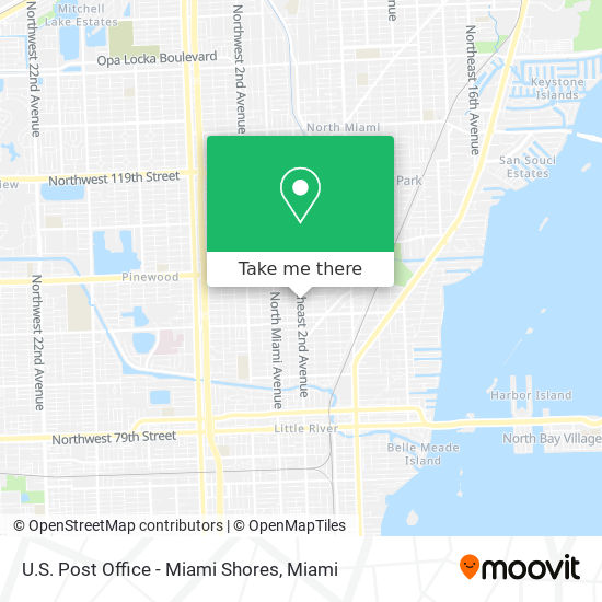 U.S. Post Office - Miami Shores map