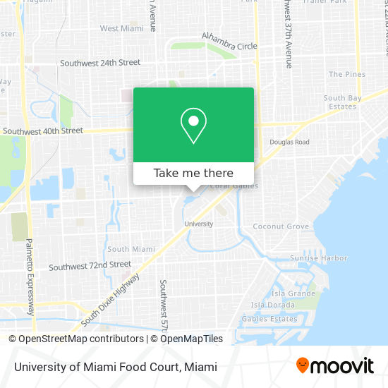 Mapa de University of Miami Food Court