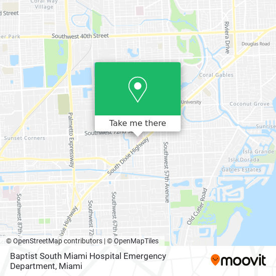 Baptist South Miami Hospital Emergency Department map