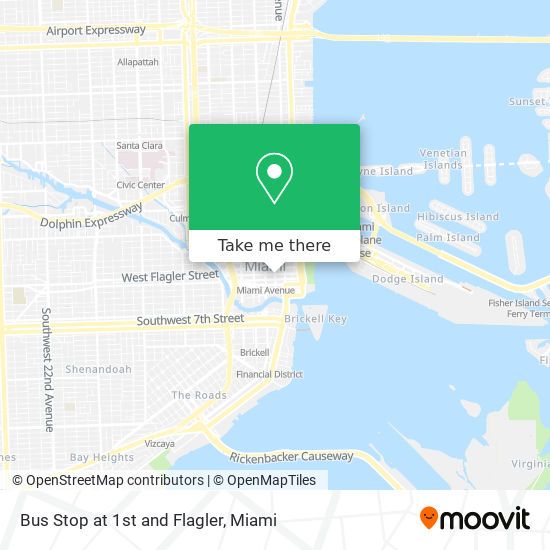 Bus Stop at 1st and Flagler map