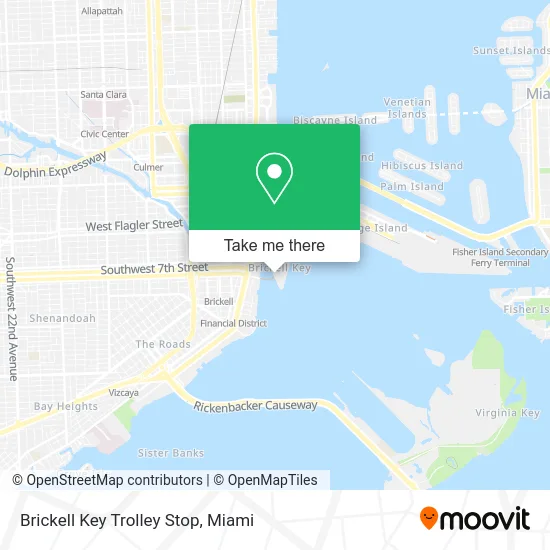 Brickell Key Trolley Stop map