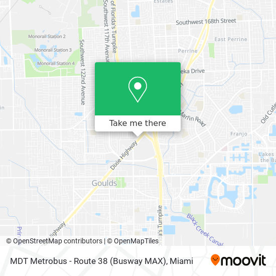 Mapa de MDT Metrobus - Route 38 (Busway MAX)
