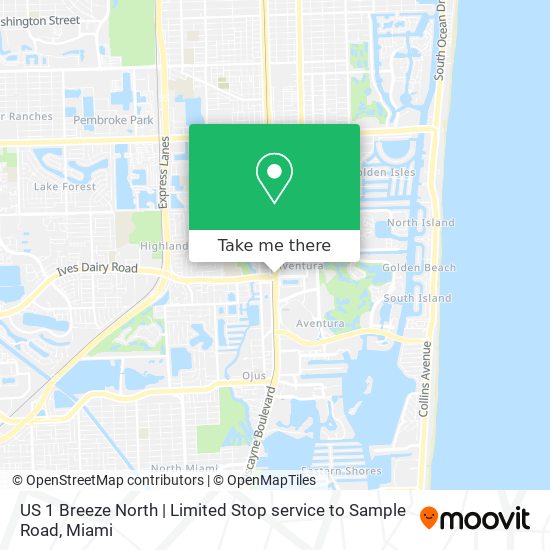 US 1 Breeze North | Limited Stop service to Sample Road map