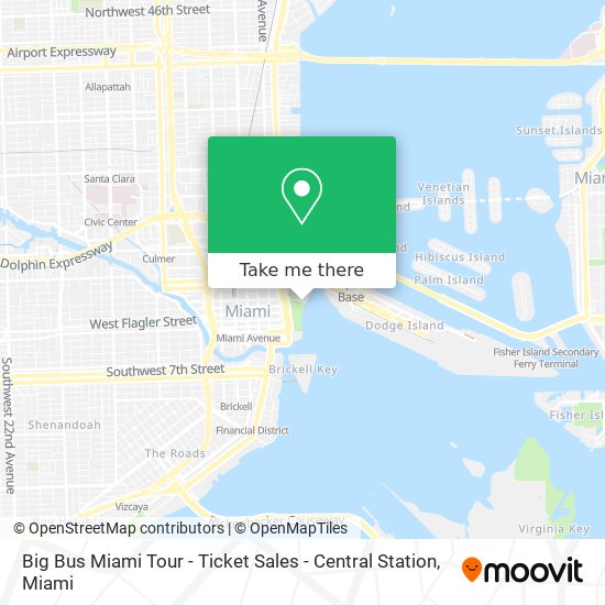 Mapa de Big Bus Miami Tour - Ticket Sales - Central Station