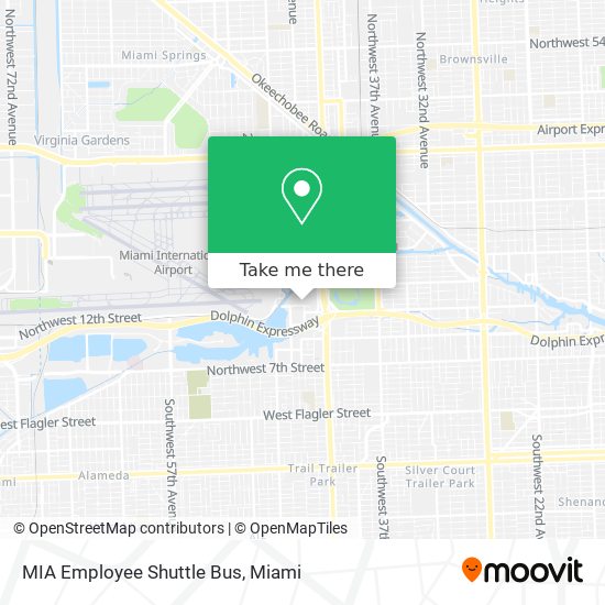 MIA Employee Shuttle Bus map