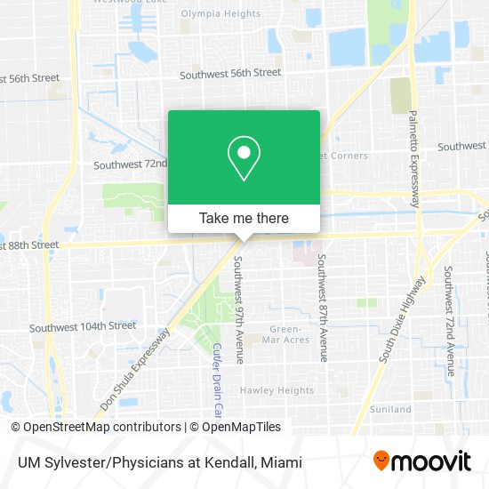 UM Sylvester / Physicians at Kendall map