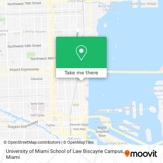 Mapa de University of Miami School of Law Biscayne Campus