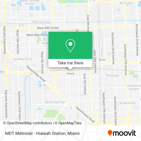 Mapa de MDT Metrorail - Hialeah Station