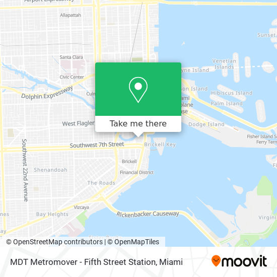 Mapa de MDT Metromover - Fifth Street Station