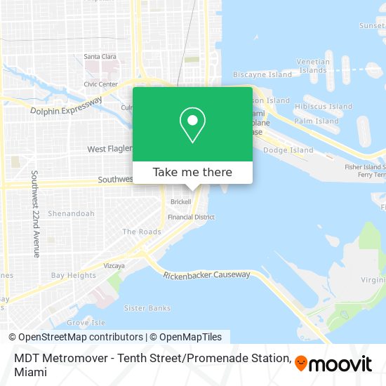 Mapa de MDT Metromover - Tenth Street / Promenade Station