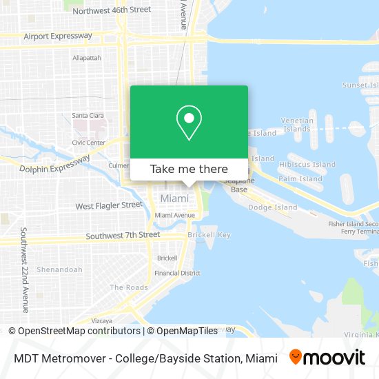 Mapa de MDT Metromover - College / Bayside Station