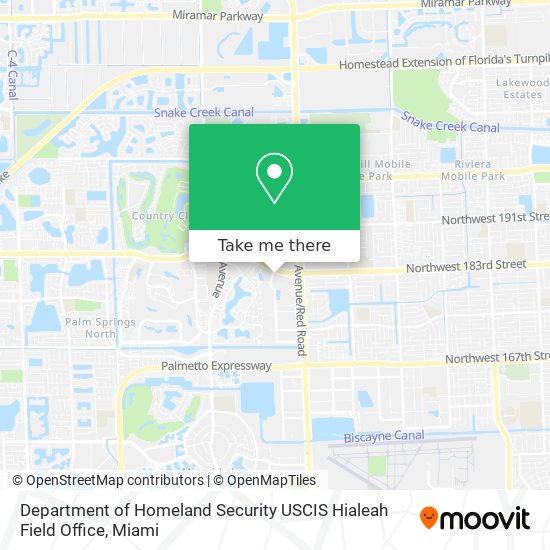 Department of Homeland Security USCIS Hialeah Field Office map