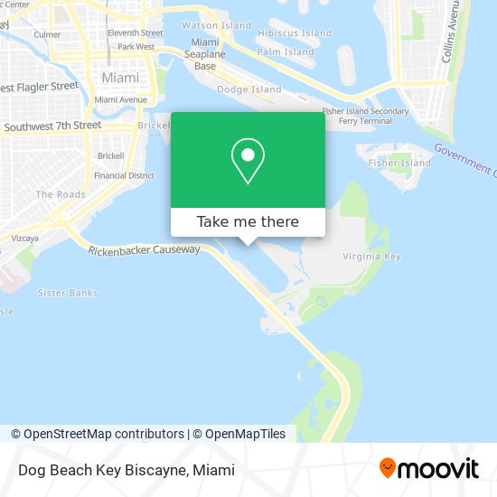Dog Beach Key Biscayne map