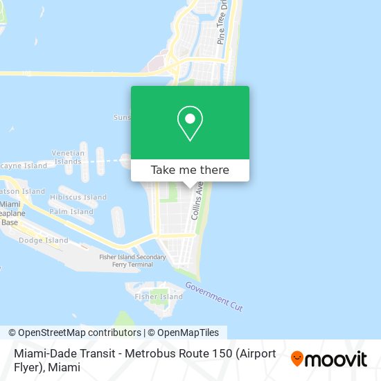 Mapa de Miami-Dade Transit - Metrobus Route 150 (Airport Flyer)
